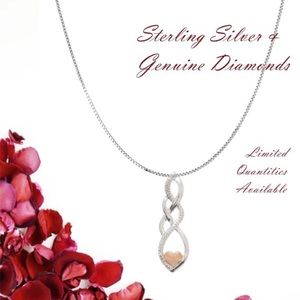 Silver & 10k gold heart necklace diamond accent